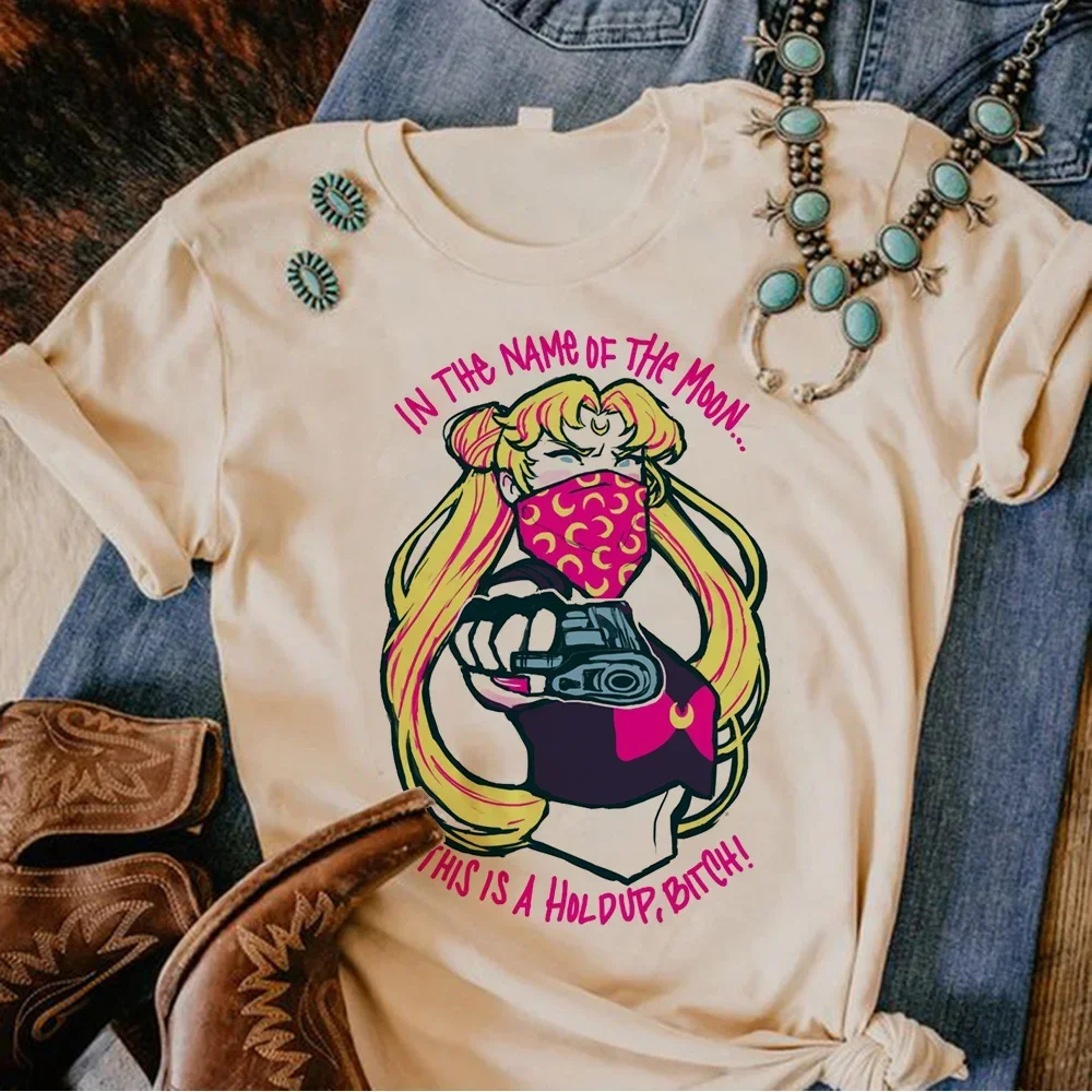 80s Moon Cat tshirt women anime harajuku manga t-shirts female comic graphic Japanese clothes