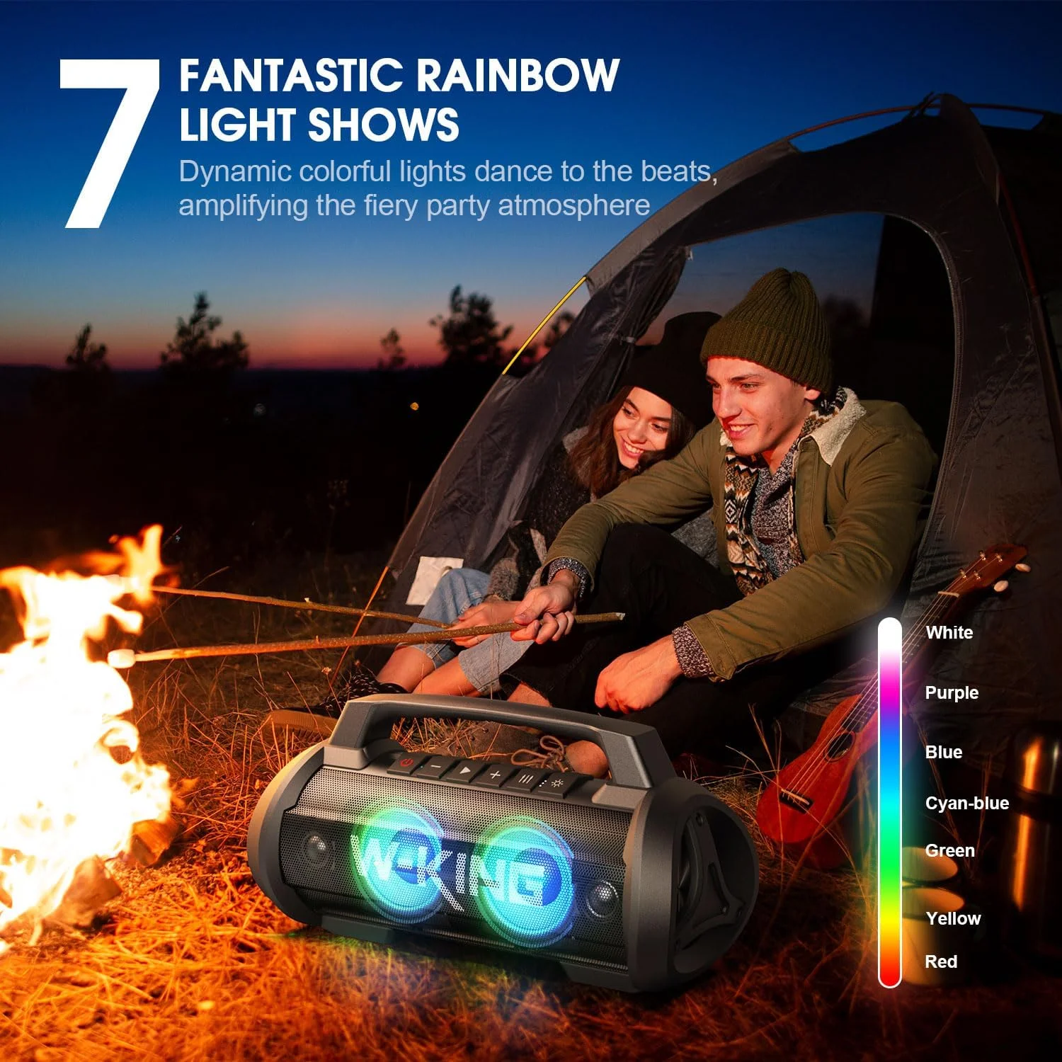W-KING D10MIC Bluetooth-Lautsprecher mit kabellosem Mikrofon, 70 W RMS, 120 W Spitzenleistung, tiefes Bass, IPX6 wasserdicht, 42 Stunden Akkulaufzeit, tragbarer Party-Lautsprecher. – Detail 9
