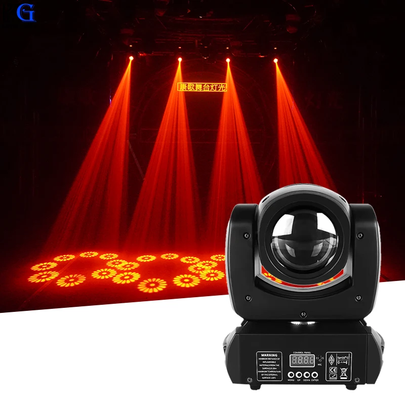 LED Mini DMX 100W Moving Head Beam Light DJ Party Bar 8 Pattern Lighting Stage Pattern Effect Disco 120W Beam Lights for Club