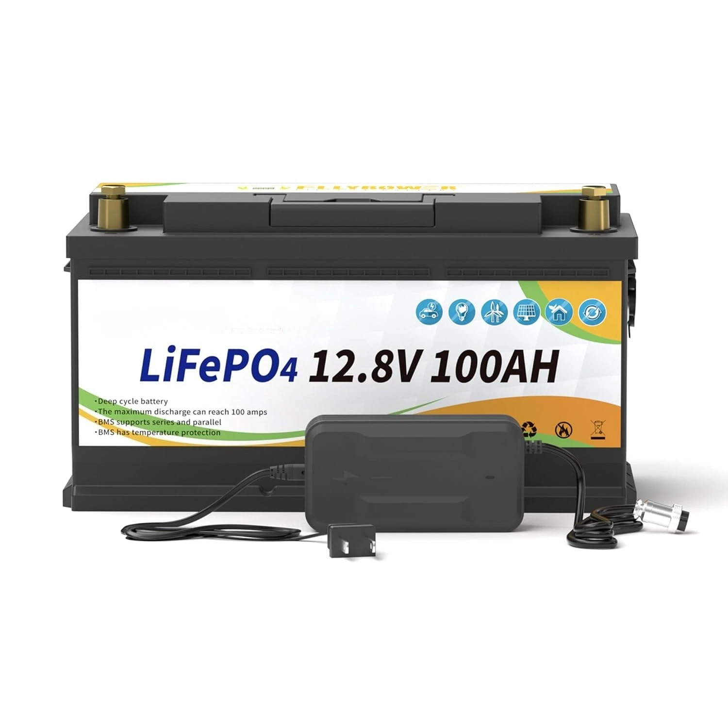 12V 100AH Lifepo4 Battery with 100A BMS 10-Year Lifespan for Trolling Motor RV Camping Golf Cart Solar Include a, Customized