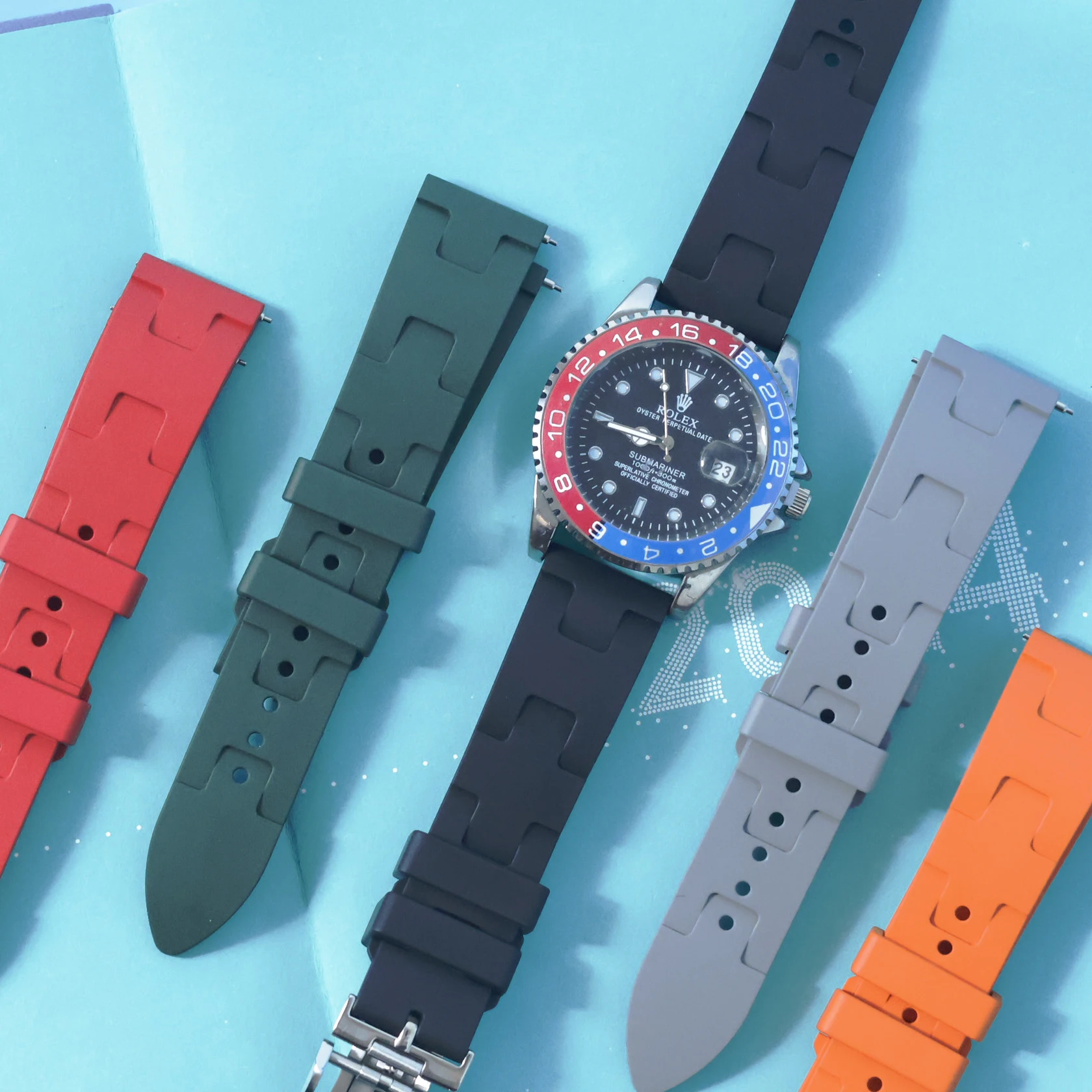 Подходит для Rolex Daytona 20 мм 22 мм водонепроницаемый резиновый ремешок для часов FKM с быстросъемной складной пряжкой, оригинальный ремешок для часов