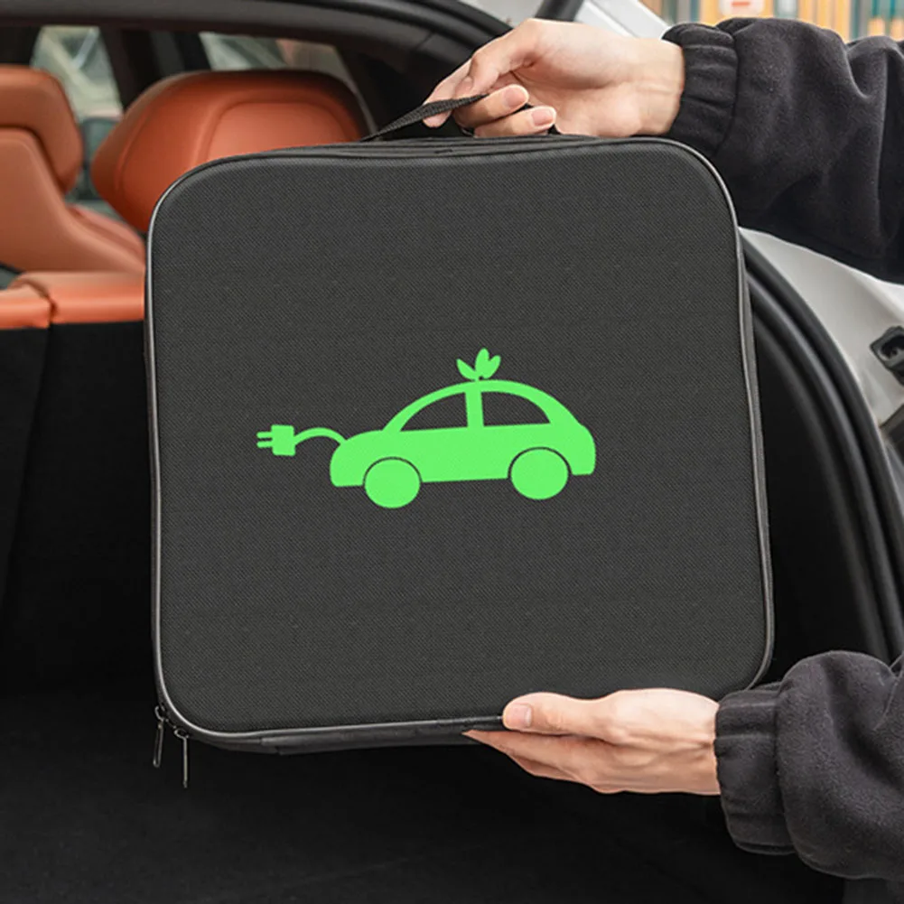 Electric Car Charging Cable Storage Bag EV Car Charging Cable Sockets Heavy-Duty And Fire Retardant Oxford Cloth Containe