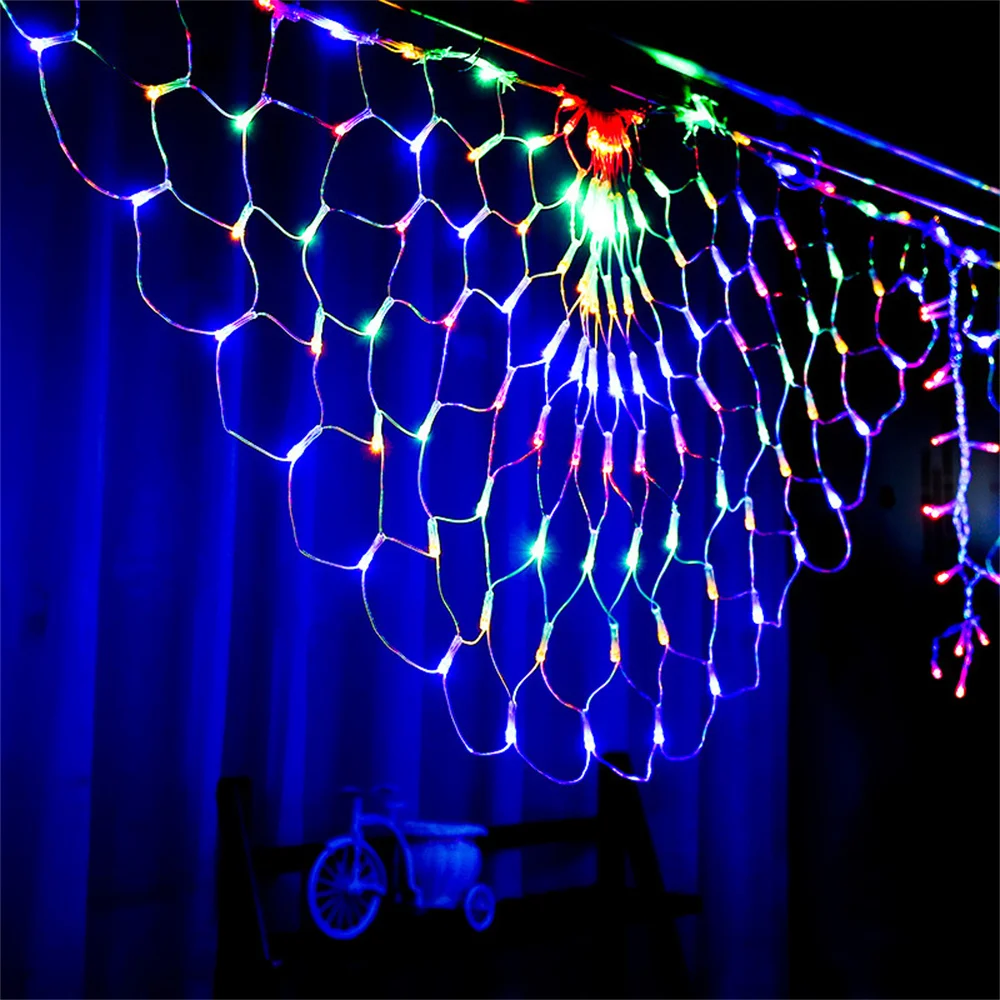 Imagem -06 - Rede de Malha Pavão Led Luzes da Corda Cortina ao ar Livre Luzes de Fadas para o Casamento Natal Festa de Ano Novo Decoração 3.5m 424leds