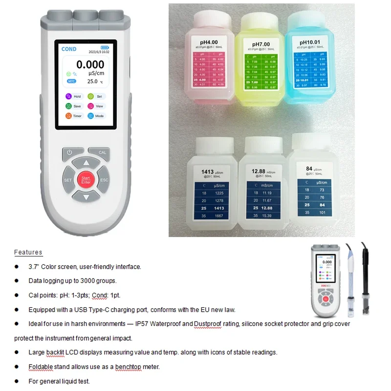 2026 PC10 Portable Multi-parameter Meter pH Conductivity Meter IP65 Waterproof for River Lake Sea Water Quality Surveys