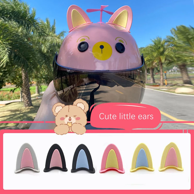 2Pcs/Set Motorcycle Helmet Cat Ears Cute Electric Car Moto Stickers Driving Styling Universal Helmet Decoration Accessories