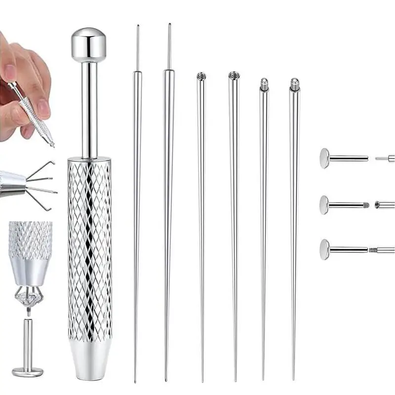 Stainless Steel Titanium Curved Piercing Taper Tool Earring Applicator Professional Puncture Straight/Curved Pole Earring Tool