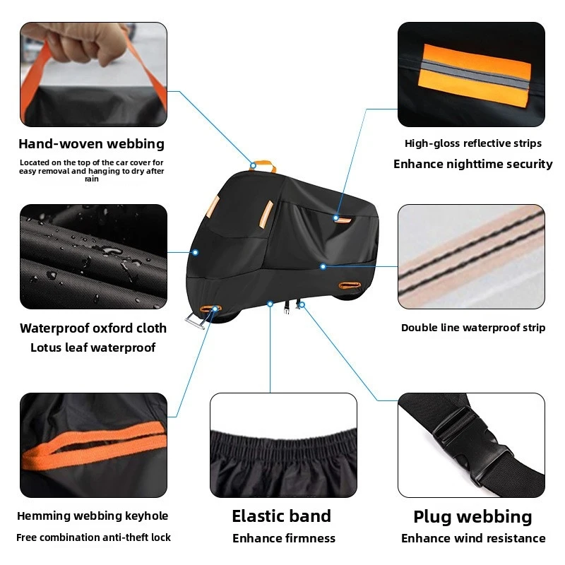 Motorcycle Cover, Sun And Rain Protection Cover, Silver-Coated Electric Vehicle Cover, Bicycle Dustproof Sunshade