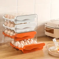 Boîte de rangement d'œufs de cuisine, 1 pièce, réfrigérateur en plastique frais, Type tiroir à 2 couches, grande capacité, support organisateur de cuisine à domicile 4