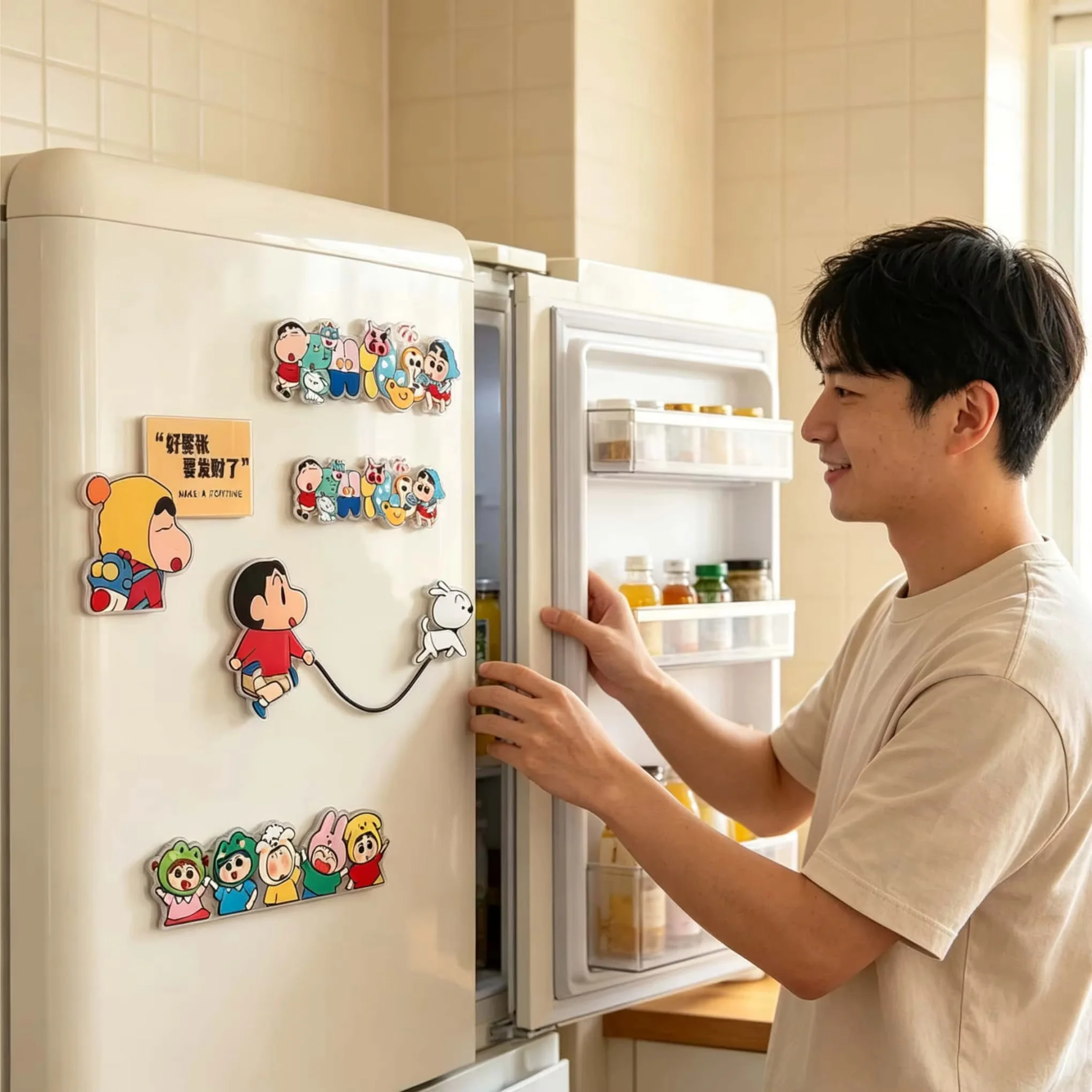 Cartoon Crayon Shin-chan Refrigerator Magnet Popular Home Decoration Rotating Magnet Refrigerator Magnetic Decoration