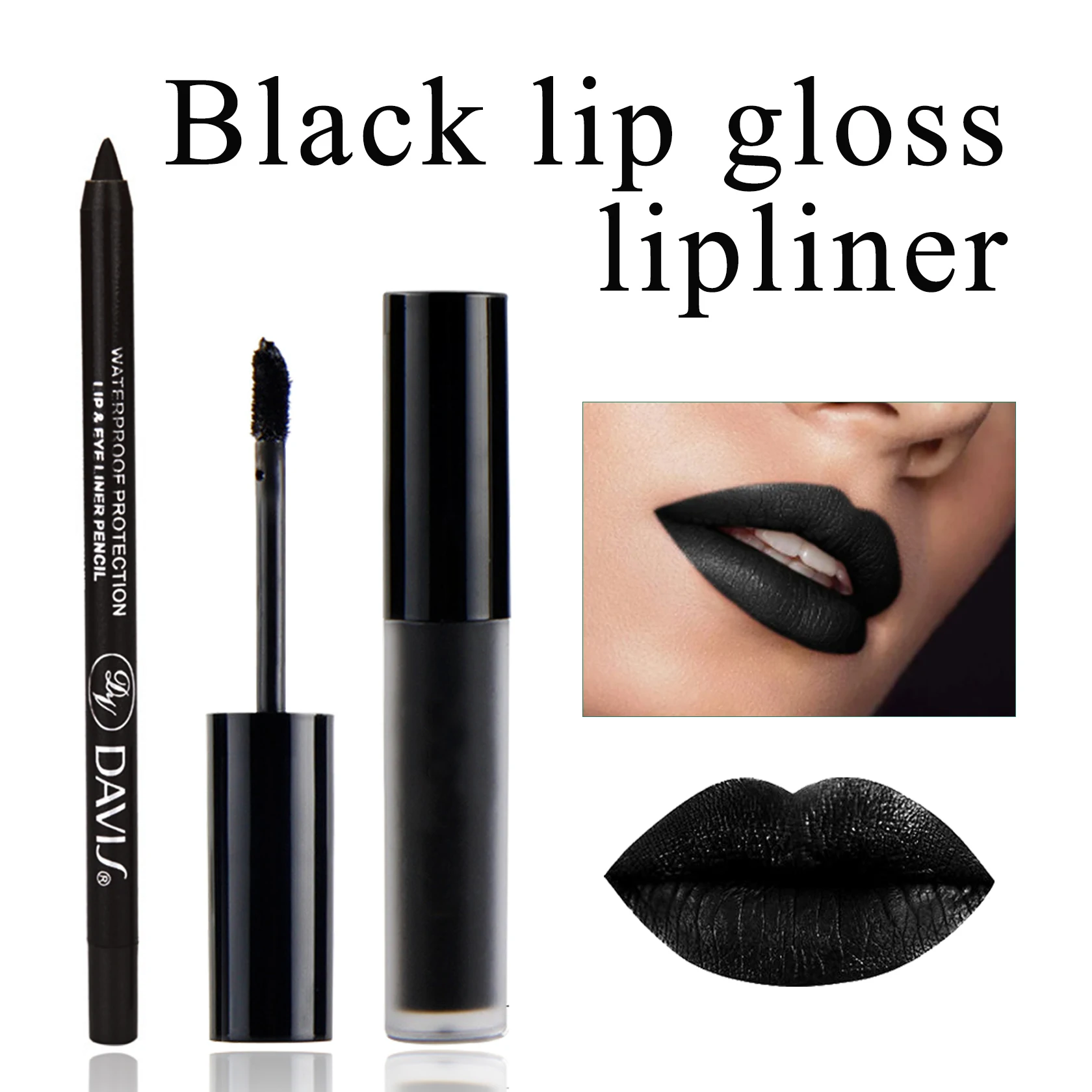 ブラックリップスティック ハロウィン ブラックリップライナー リップキット マットブラックリップスティック 長持ちする汚れ防止 ベルベットブラックリップグロス リップステイン