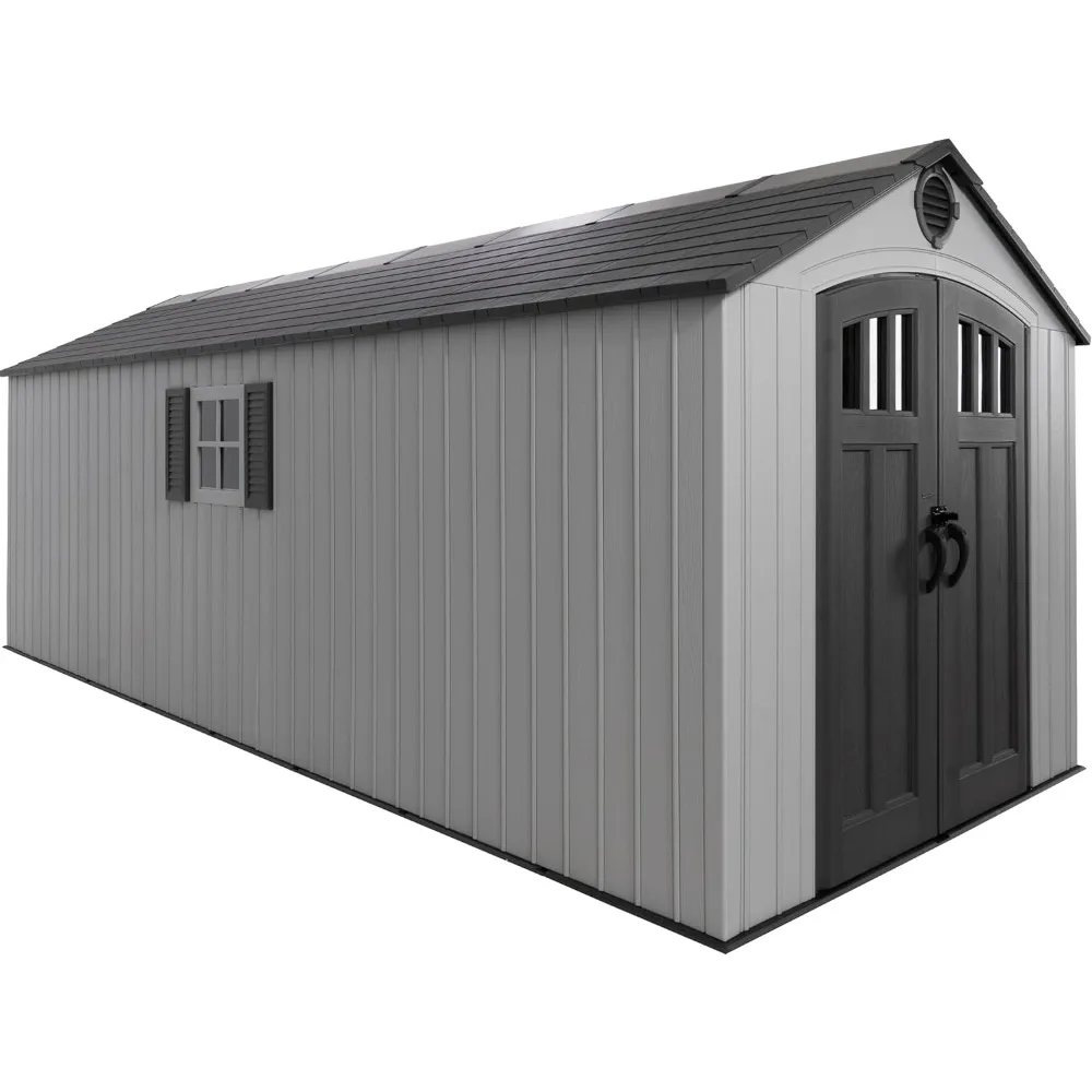 

Large Outdoor Storage Shed, 8 x 20 Foot, Gray