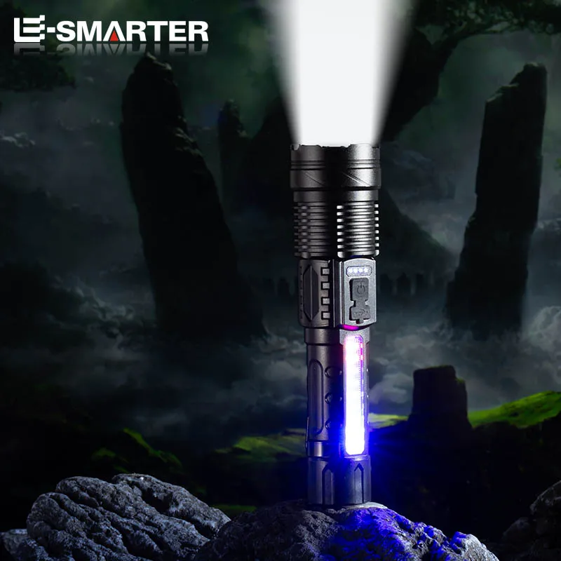 Powerful Zoom LED Flashlight Type-C Rechargeable Spotlight Army Tactical Light Camping Fishing Work Hand Lamp