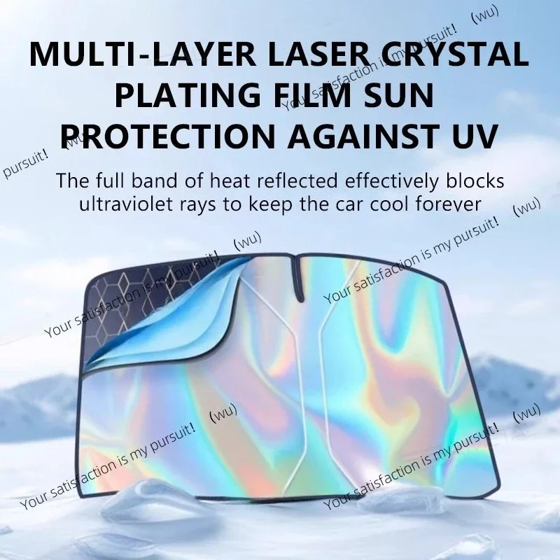 5-Layer car windshield sunshade, foldable thickened front window UV-proof reflective sunshade