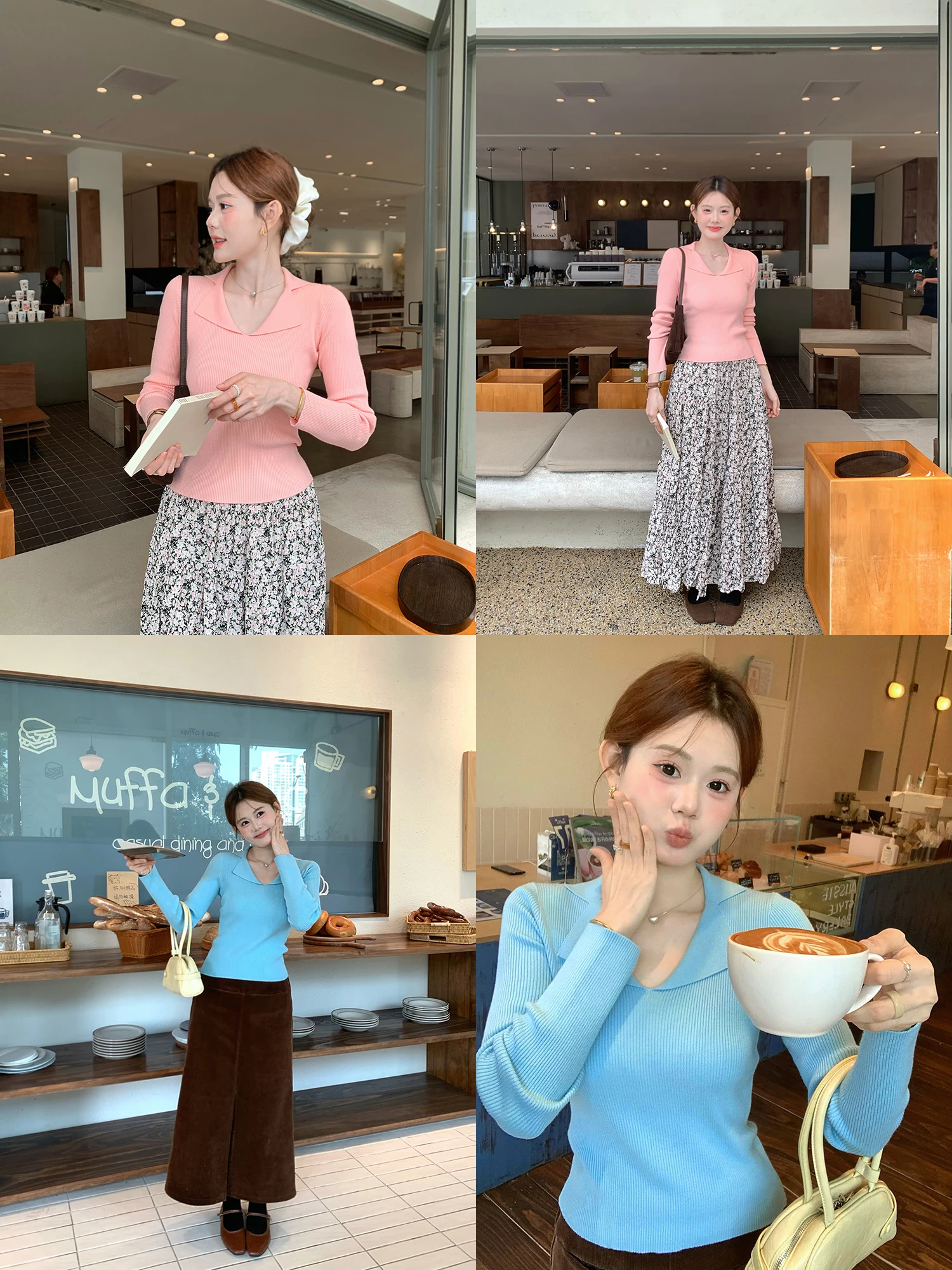 

Мягкий вязаный свитер с длинными рукавами для женщин, приталенный, с отложным воротником, в корейском стиле, зимний, модный, дизайн «Нежный ветер»