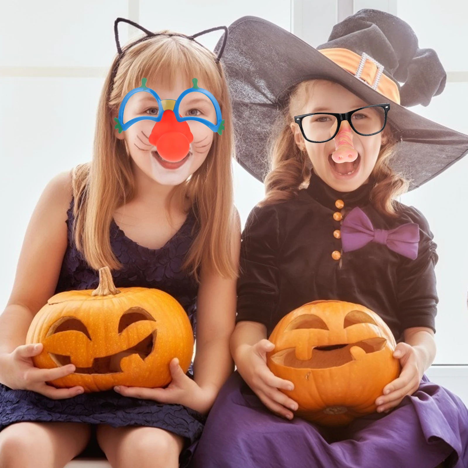 4 szt. Okulary Imprezowe Halloween Śmieszne Karnawał Maskarada Małe Lekkie Unikalny Design Idealne Rekwizyty do Zdjęć