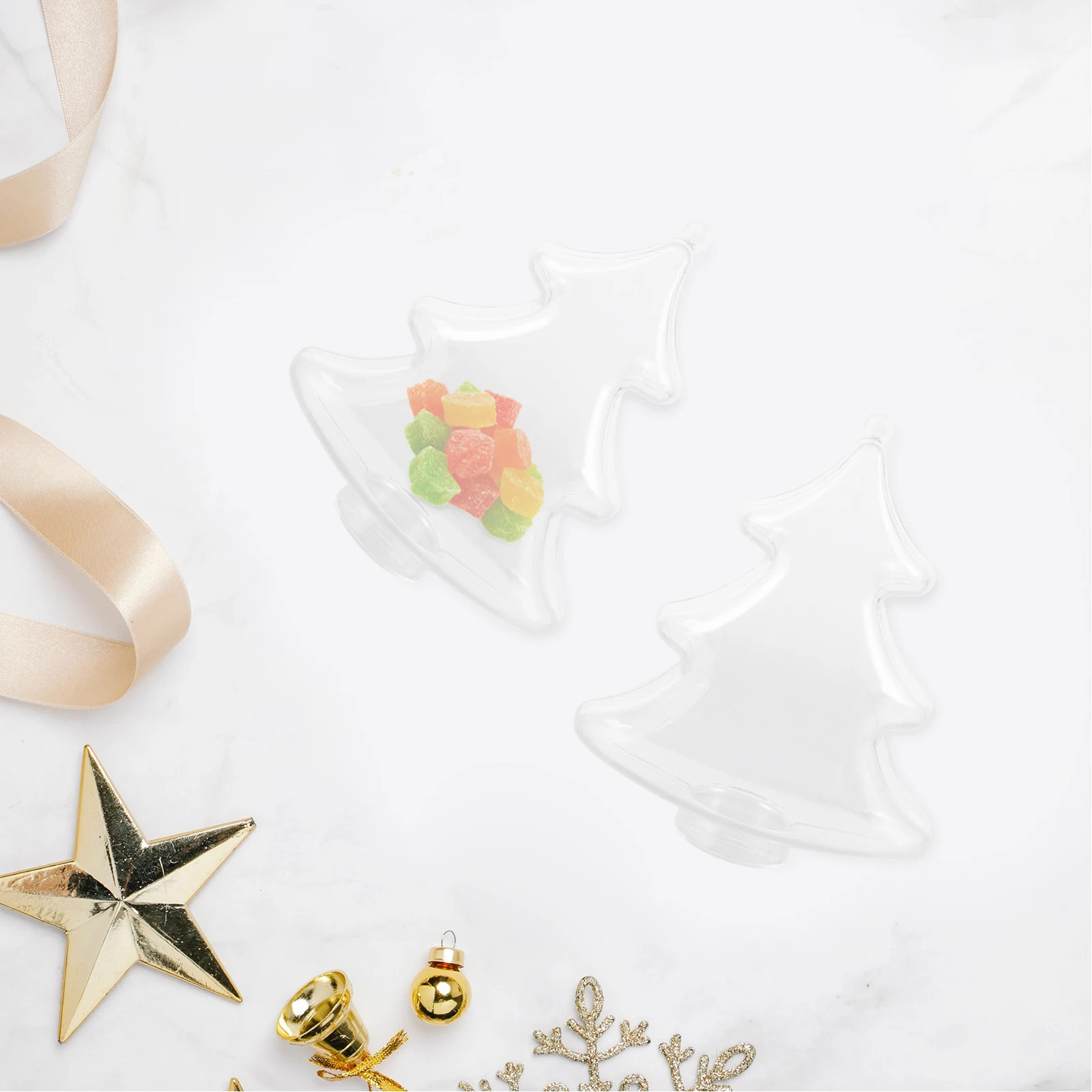 

6Pcs Christmas Candy Boxes Transparent Plastic Treat Containers for Holiday Decor and Gift Packaging Christmas Plastic Candy Box