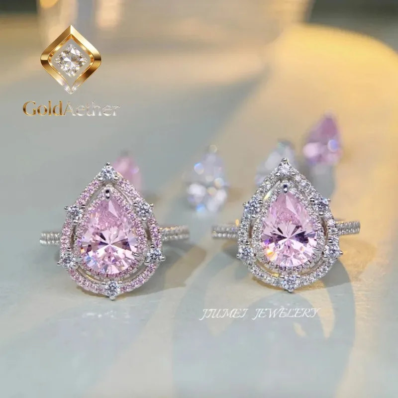 

Кольцо GoldAether Luxury из белого золота и платины PT950 с розовым муассанитом и бриллиантами для женщин
