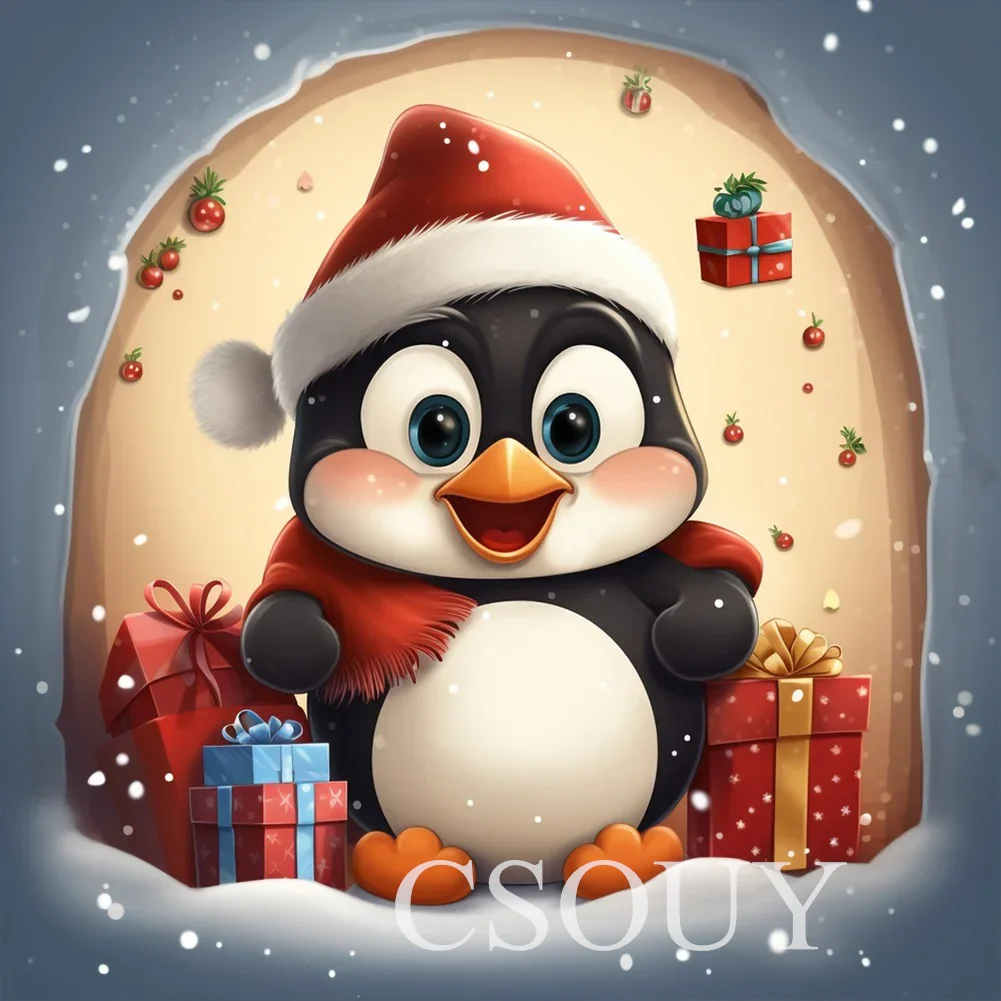 Crystal Full Square AB Diy Diamond Painting Cross Stitch Christmas Penguin Crystal Mosaic Embroider Needlwork Rhinestones Home