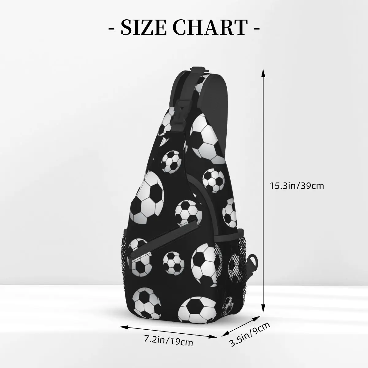 Bandolera de fútbol con estampado de balones de fútbol, bolso de pecho, mochila de hombro deportiva, mochila de día para viajes, senderismo, ciclismo