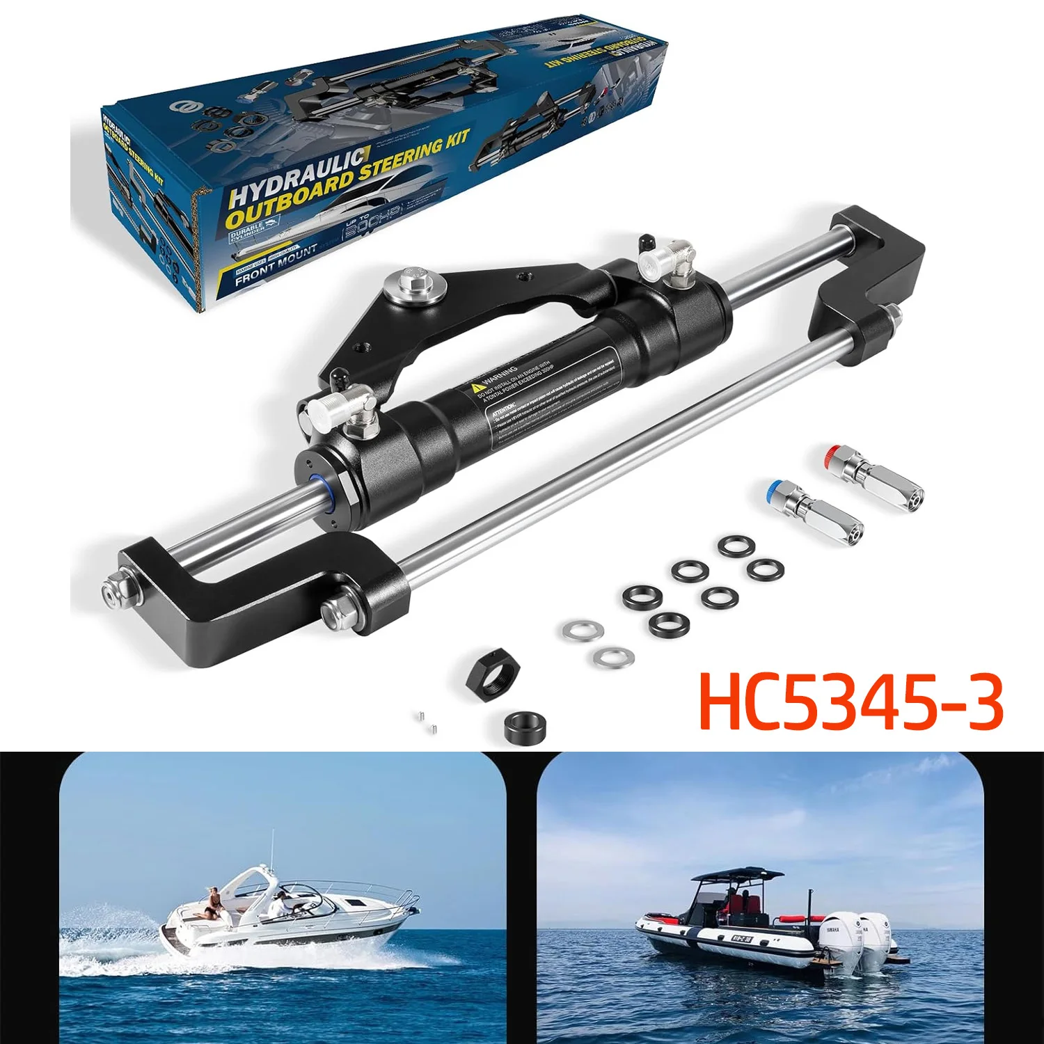 

Гидравлический рулевой цилиндр HC5345-3 для подвесных лодок мощностью до 300 л.с., двухходовой предохранительный клапан, простая маршрутизация шланга с фитингами ORB