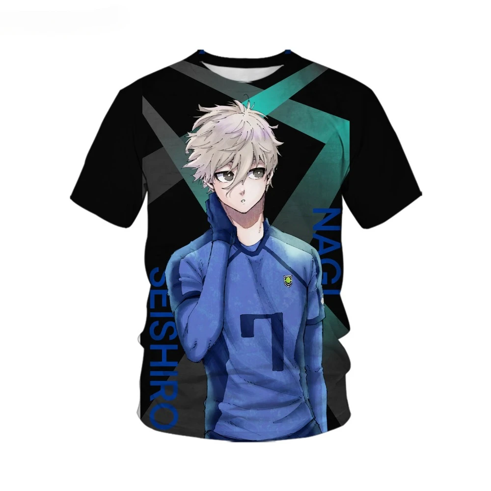 

2024 New Blue Prison Around Kitshiichi Nagi Makuro Back Short Sleeve T-shirt Men's and Women's Anime Pain Clothes Summer
