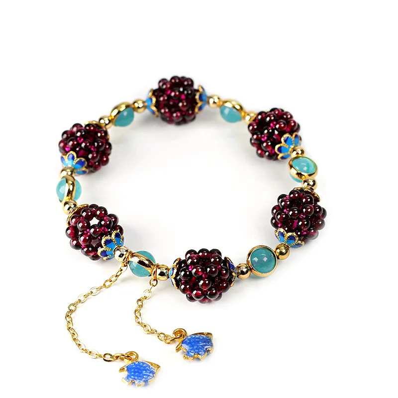 Delicate Pomegranate Stone Bracelet Cloisonne Accessories for Women Elegant Purple Jewelry Friendship Bracelets Fast Shipping