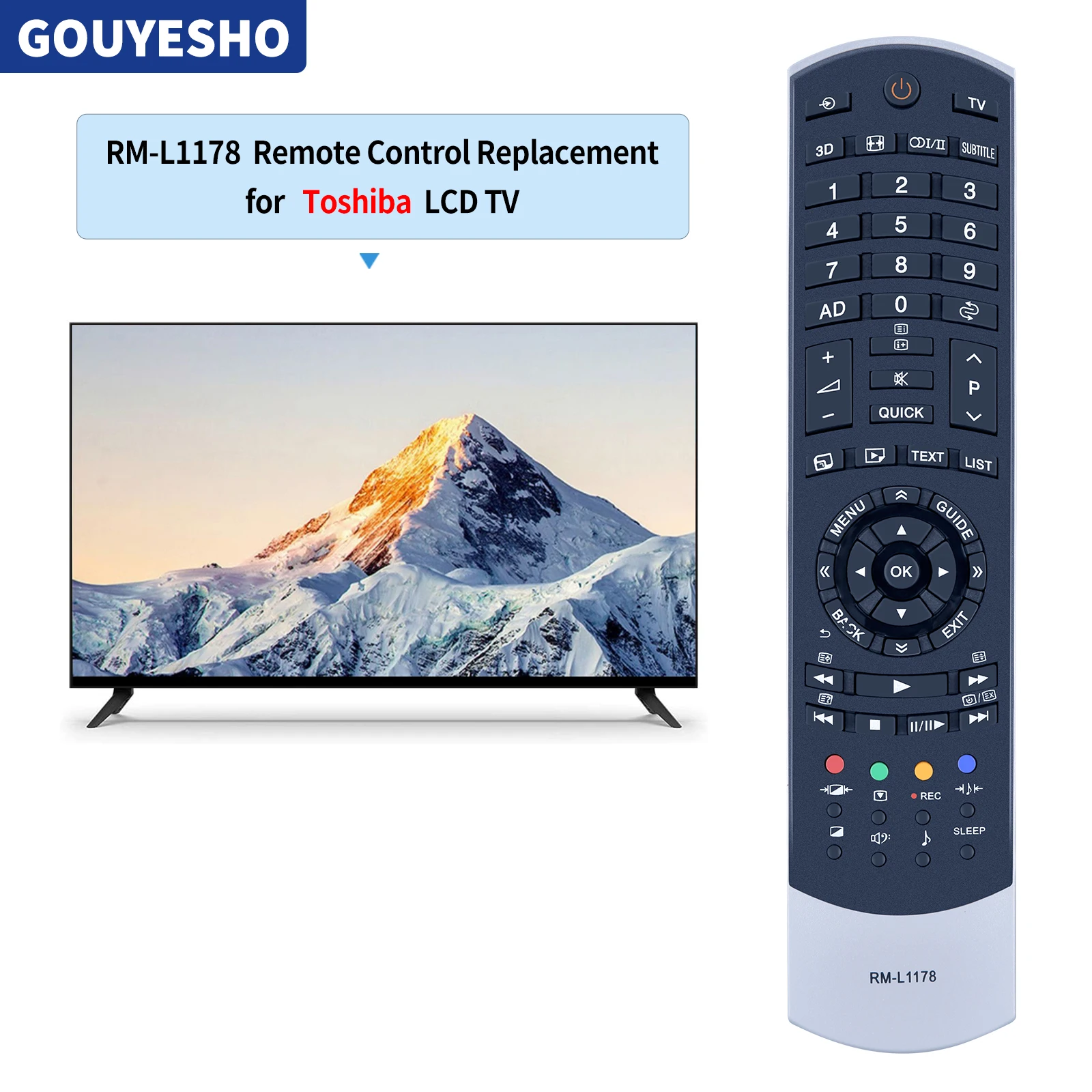 New Universal Remote Control for Toshiba Smart TV RM-L1178 Directly Use