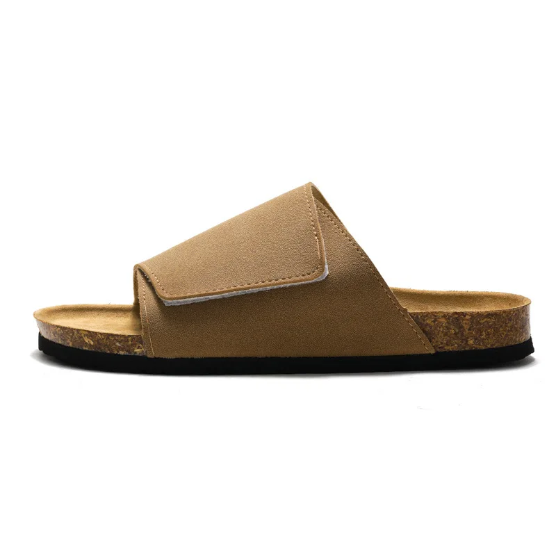New Arrived Summer Men Cork Slipper Casual Beach Non-slip Outside Nubuck Leather Slip on Slides Shoe Men Shoes view 6
