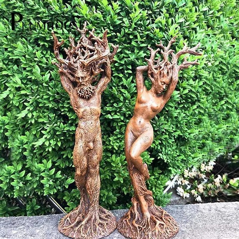 Forest Goddess Statue Resin Tree God Sculpture Ornament Garden Sculpture Crafts Creative Statue Home Desk Decoration Accessories