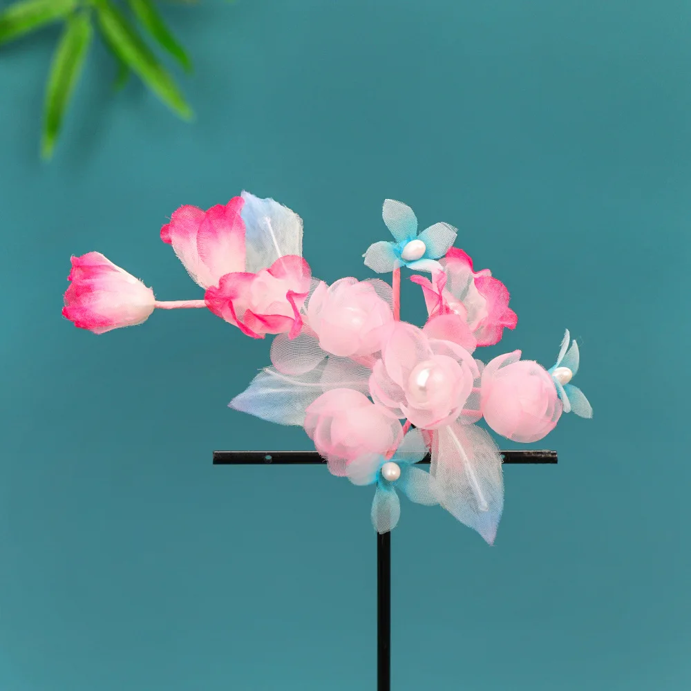 2026 Spring New Handmade Chinese Style Pink Gradient Peach Blossom Hair Clips 2 Pcs Traditional Hanfu Hair Accessories For Women