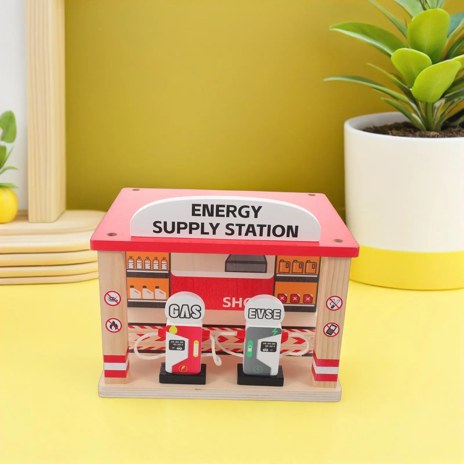 Mini Gas Station DIY Simulation Playset Kids Interactive Pretend Play Scene Micro Landscape Car Accessories Pump view 2