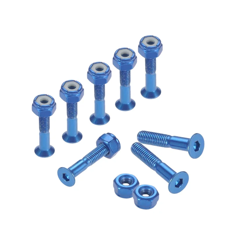 8 pezzi in acciaio al carbonio a quattro ruote Skateboard camion ponte Hardware Set tavola da surf tavola lunga viti allungate ponte chiodi bulloni dadi