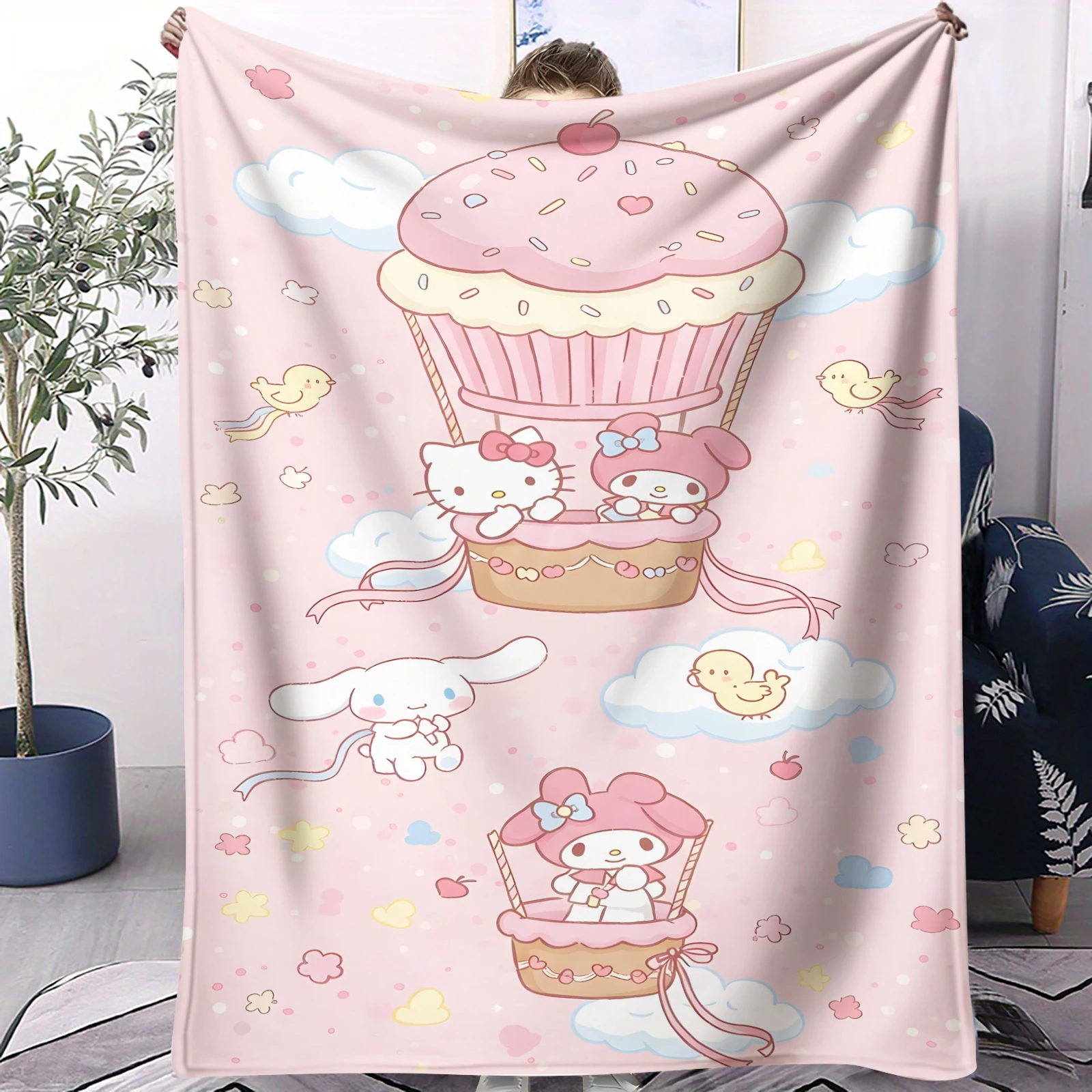 

Cute Cartoon Anime My Melody Coral Fleece Blanket Multifunctional Decorative Blanket Sanrio Winter Warmth Nap Sleeping Blanket