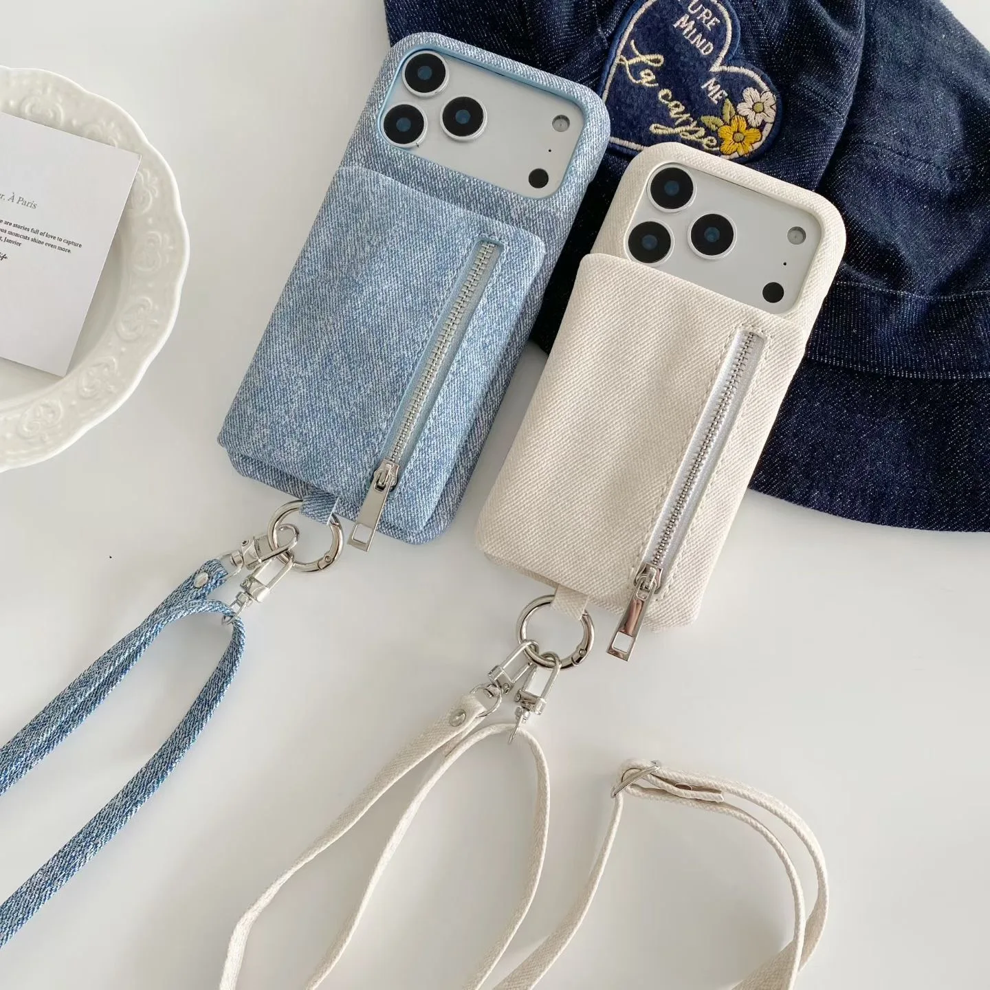 

Джинсовый чехол-кошелек для денег на молнии для чехла для телефона Apple 17 Promax, iPhone 15/14 Pro, премиум 13 дюймов, женский, 12 дюймов.