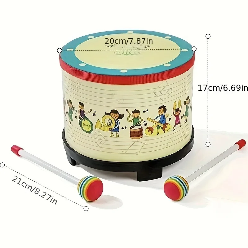 Double-Sided Wooden Drum, PVC Leather Body Percussion Instrument, Hand Drum Christmas, Drum Play Toy Rhythm Musical Instrument