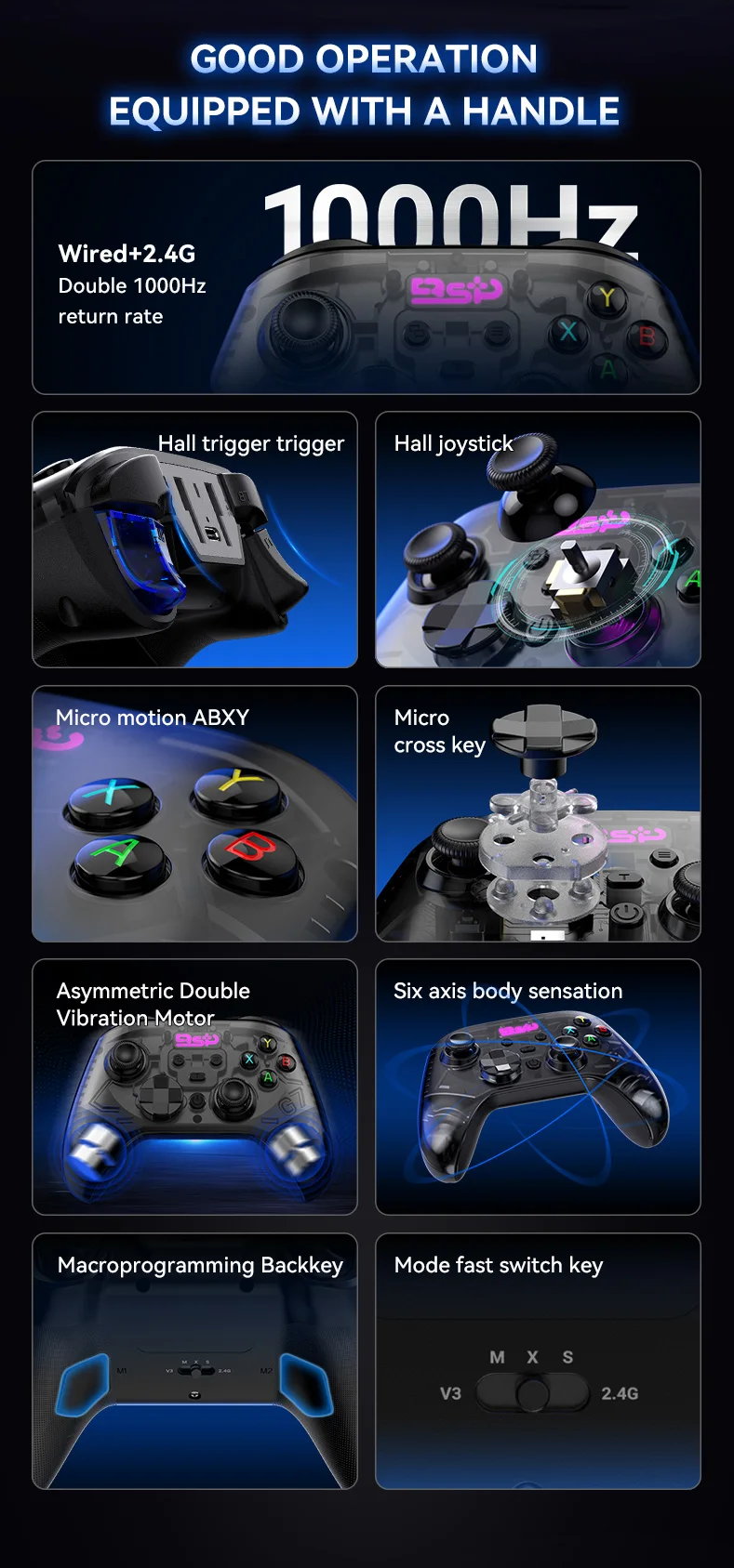 G7 Kabelloser Mobiler Spiele-Controller, Hall-Joystick, Trigger, Unterstützt Switch/Android/iOS/P4/PC, G6 Controller Upgrade-Version – Detail 2