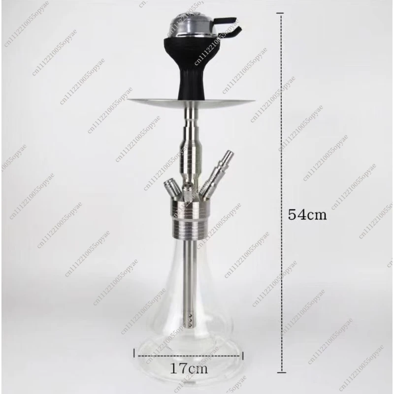 Stainless Steel Large Single Double Tubes Hookah Set for Bar Home Arabian Water Pipe Full Set Shisha