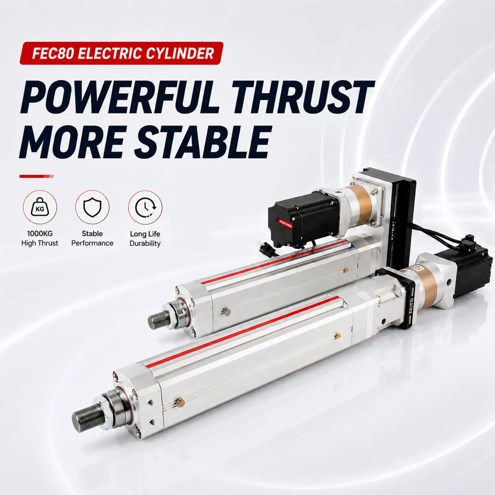 For FEC80 IP65 Waterproof Aluminum Ball Screw Linear Motion 10000N Servo Cylinder Motor Telescoping Rod 0.02mm Position 2-Year