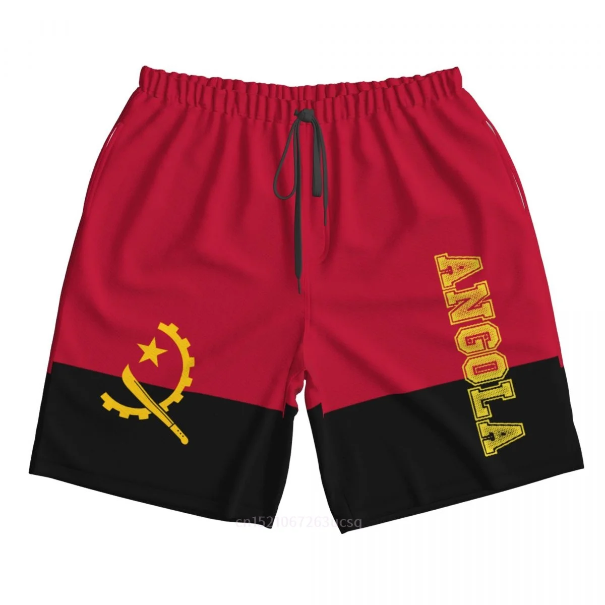 2023 Summer Polyester Angola Country Flag 3D Printed Men\'s Board Shorts Beach Pocket Running Summer Pants