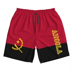 2023 Summer Polyester Angola Country Flag 3D Printed Men's Board Shorts Beach Pocket Running Summer Pants