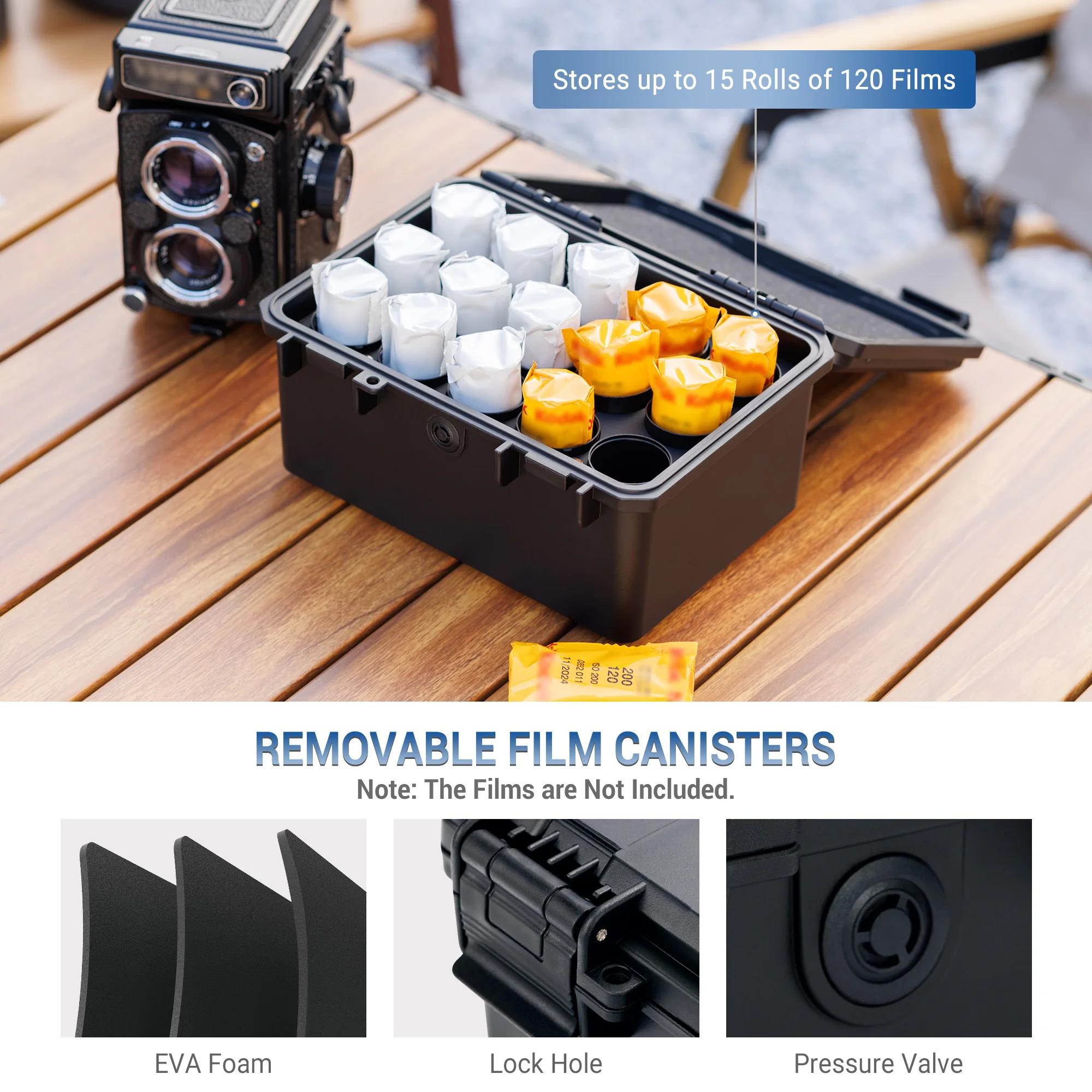 JJC 15 Rolls 35mm Film Case for 135mm 120 mm Film IP 67 Waterproof & Lightproof Moisture-proof Film Holder 35mm Negative Case