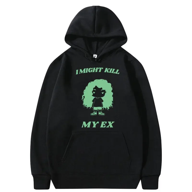 SZA I Might Kill My Ex Meme Graphic Hoodie Men's Vintage Oversized Sweatshirt Tops Men Women Hip Hop Rap Funny Casual Hoodies