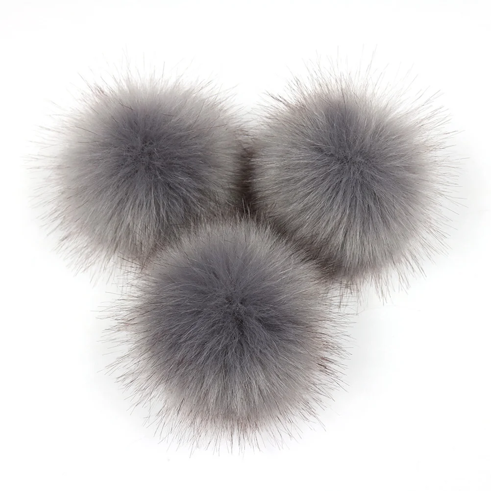 12pcs 10cm Concealed Button Faux Fur Fluffy Pompom Ball for Hats Shoes Scarves Bag Charms Accessories(12 Packing, 1-1