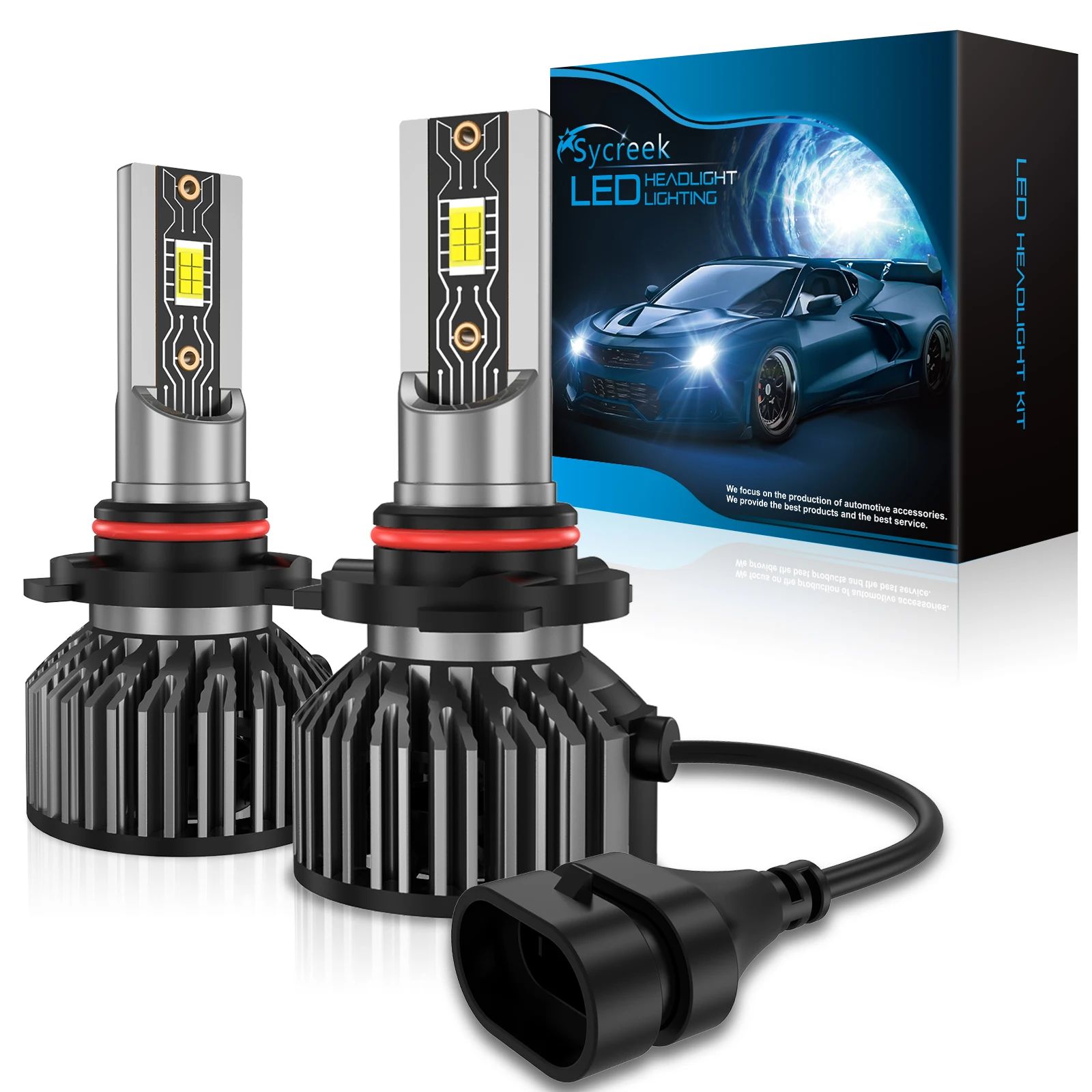 

Pair of 9006 HB4 LED Headlights Low Beam Bulbs 6000K Cool White Replace Halogen Car Headlight Automobile Kit