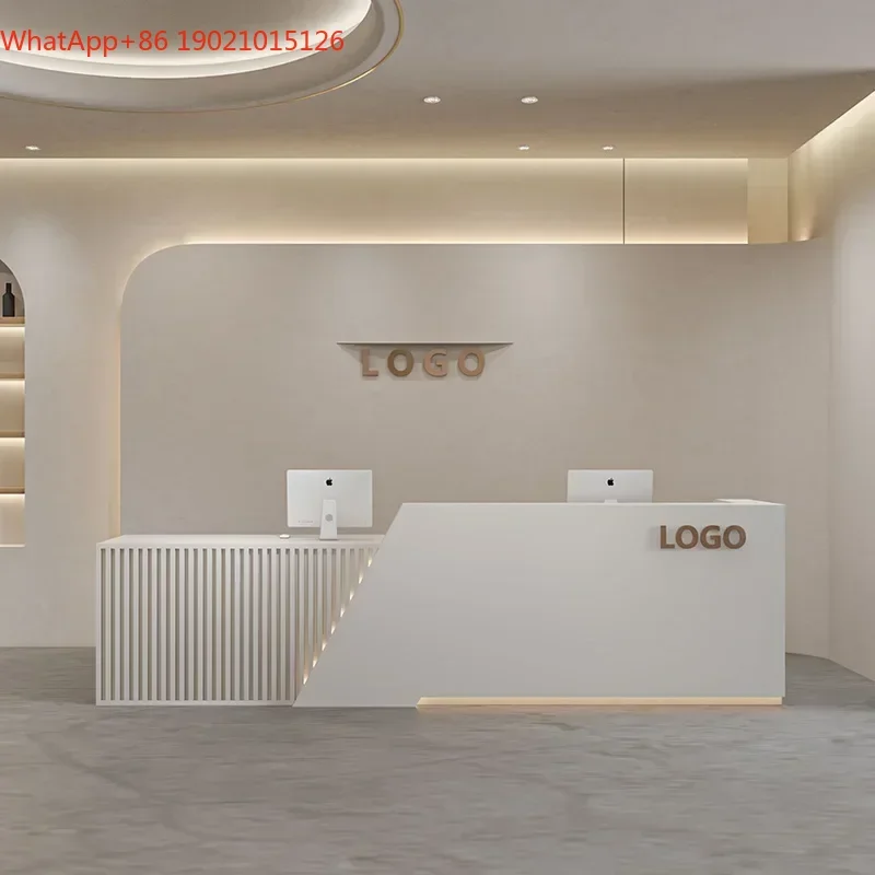 G8578 Modern Company Simple Bar Counter Barber Shop Front Desk Beauty Salon Cashier Desk New Chinese Paint Reception Desk Counte