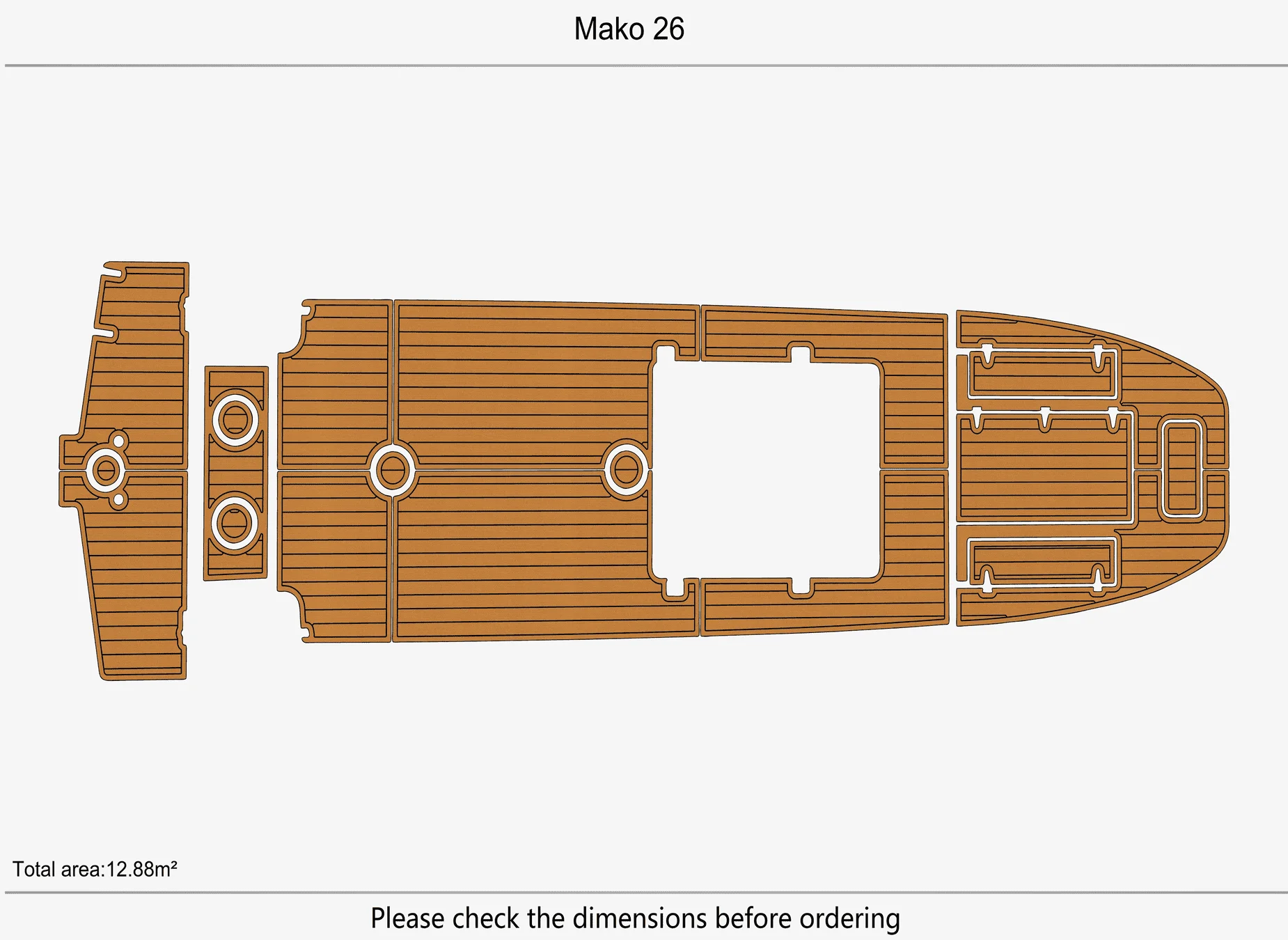 Anti-Skid EVA Faux Teak Self-Adhesive 6mm Boat Decking Pad for Mako 26 Yacht Cockpit Durable Marine Flooring