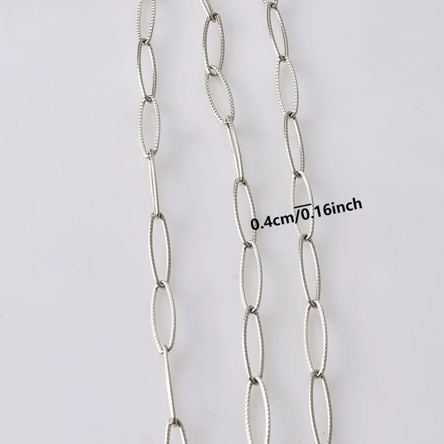 Hohle geometrische Edelstahl-Halsketten mit ovalen Gliedern für Damen und Herren, modische Choker-Halsketten, DIY-Anhänger, Colar – Detail 1