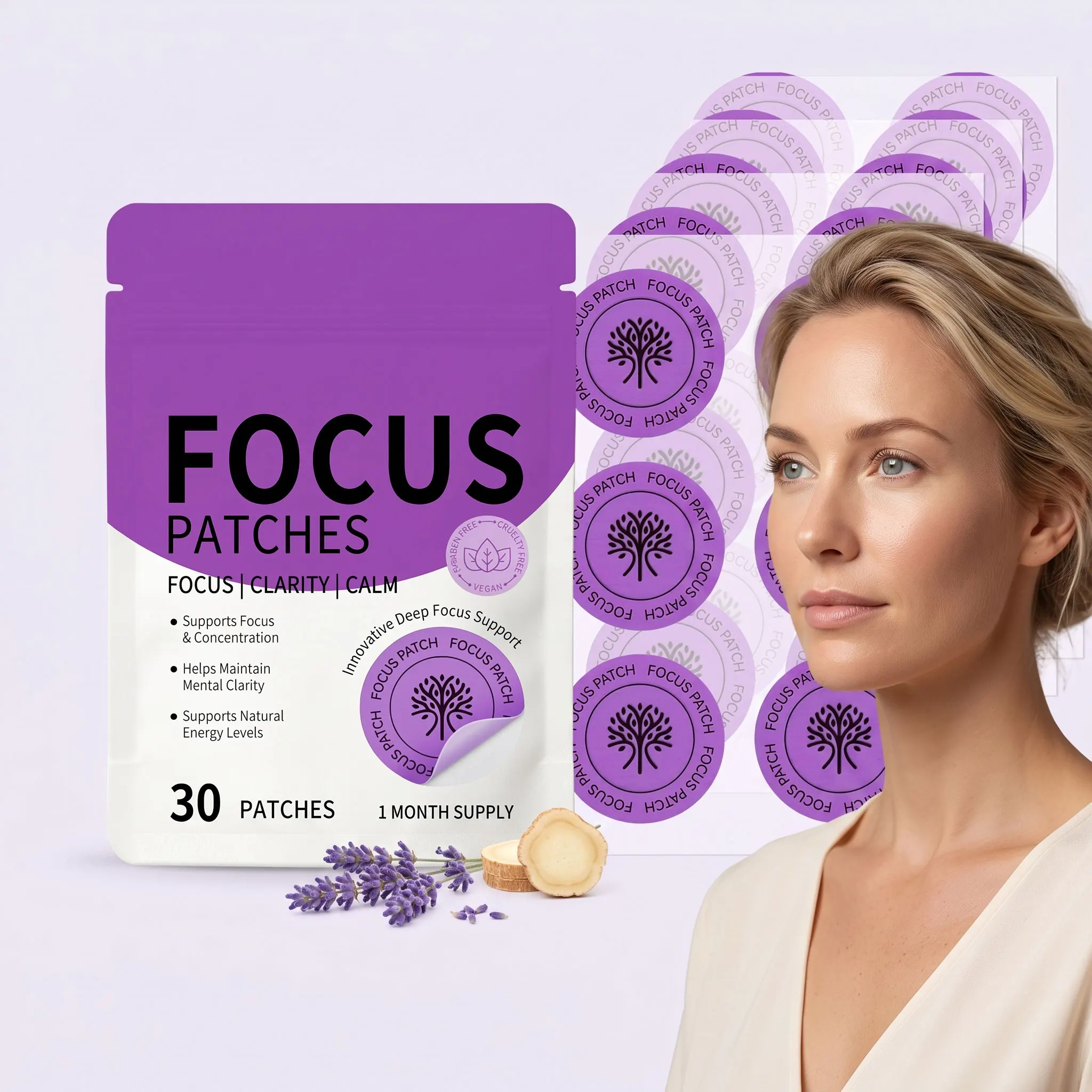 Body Care Patch Helps Maintain Mental Calm Supports Focus & Concentration Clarity Boost Natural Energy Levels Easy to Use