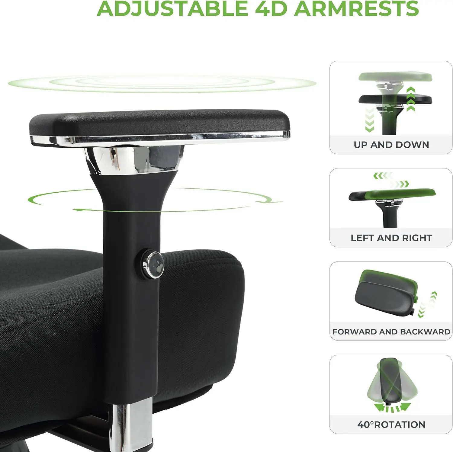 كرسي مكتب كبير وطويل بوزن 700 رطل مع وسادة مقعد مريحة وواسعة وسميكة، كرسي مكتب شبكي كبير الحجم مع ملحق قطني قابل للتعديل #6