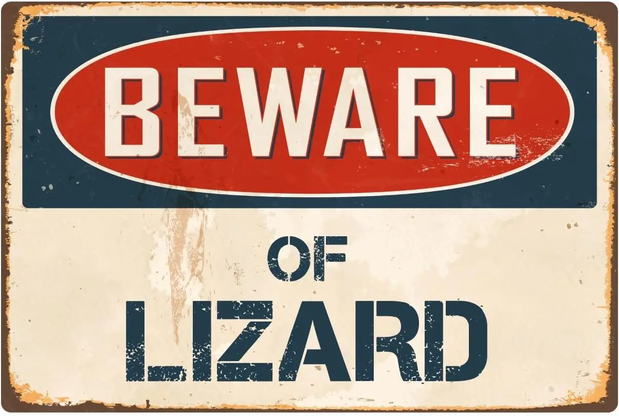 Y1, StickerPirate Beware of Lizard Vintage Aluminium Retro Metallschild VS256-Aluminium